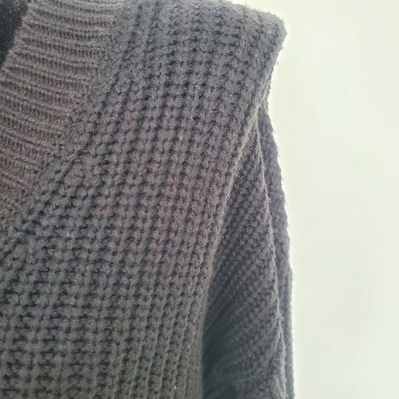 ECO by Design Black V-Neck Sweater with Padded Shoulder XS / S - Picture 4 of 5